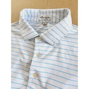 Peter Millar Summer Comfort Polo Shirt Golf Men's Size XL Blue/White